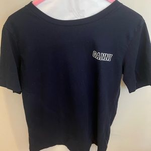 GANNI oversized logo t shirt - NAVY
